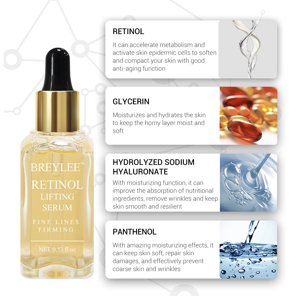 BREYLEE Retinol Lifting Firming Serum Face Collagen Essence Remove Wrinkle Anti Aging Care Fade Fine Lines Repair Tighten Skin