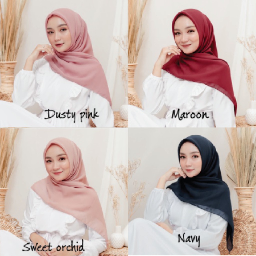 HIJAB SEGIEMPAT - Hijab Kerudung Square - Daily Hijab Lembut Adem Warna Pastel