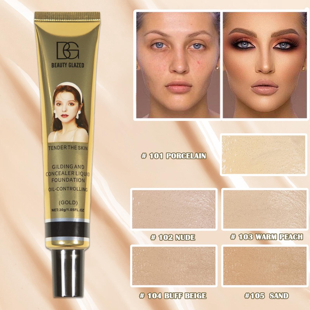 Beauty Glazed Gold Tube Liquid Foundation Beauty Glazed Foundation Beauty Glazed Foundation Cair Beauty Glazed Alas Bedak