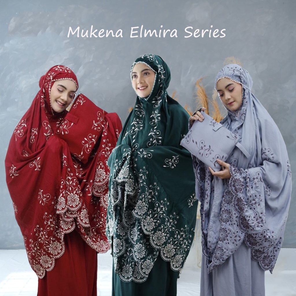 Mukena Dewasa Terbaru Elmira Renda Bordir Mewah Katun Rayon Premium