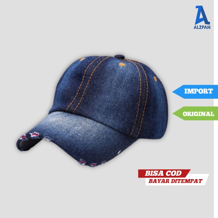 Topi Denim Jeans Baseball Cap Hat Import Outdoor Dewasa Pria Wanita Cowok Cewek Cowo Cewe Laki laki