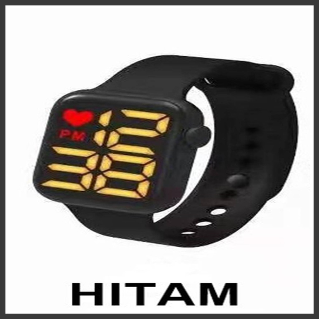 JY J021 Jam Tangan Elektronik Fashion Rubber LED Digital Anti Air Termurah Import-HITAM
