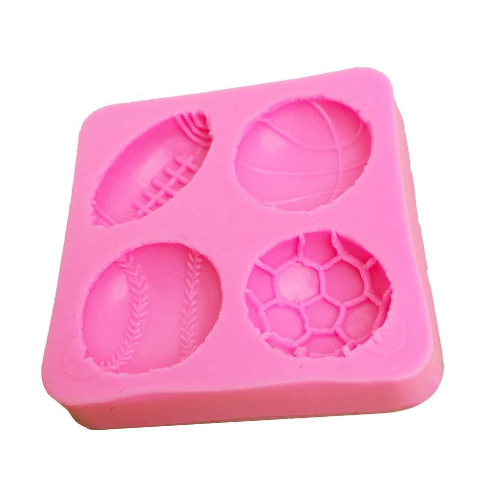 [Elegan] Cetakan Fondant DIY Sabun Rugby Lilin Baseball Basket Sepak Bola Pembuatan Coklat