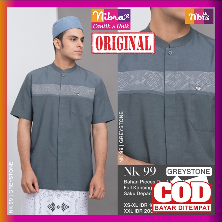 Koko Nibras Dewasa Lengan Pendek Nk99 Nk 99 Grey Baju Kemeja Nibras Pria Cowok Laki Laki Dewasa Keki