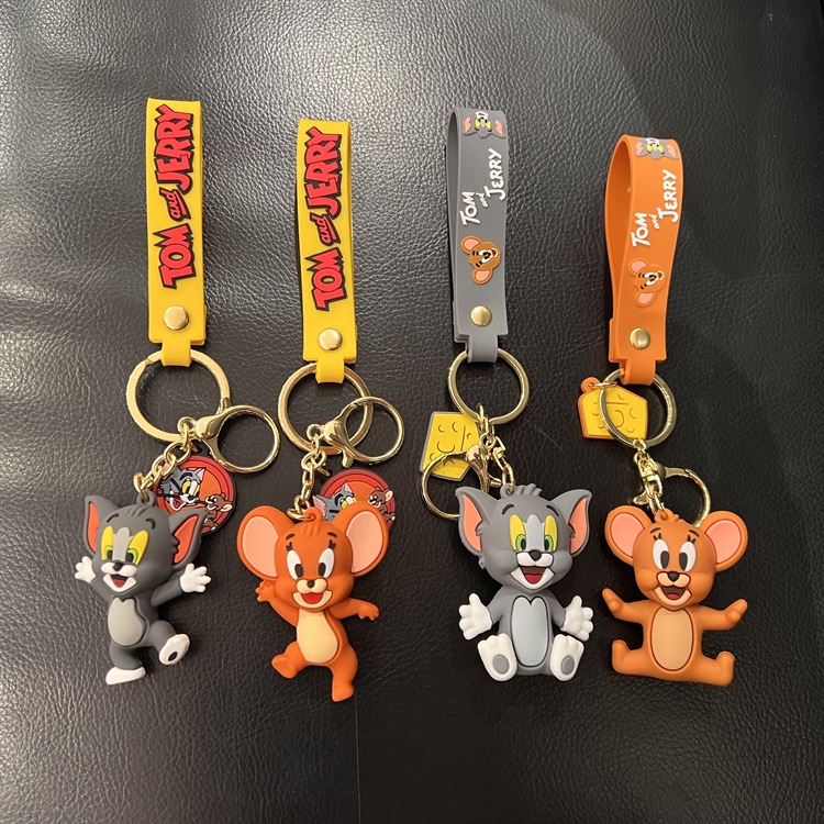 Gantungan Kunci Bentuk Boneka Kartun Anime Tom and Jerry Bahan PVC Untuk Hadiah Ulang Tahun Anak