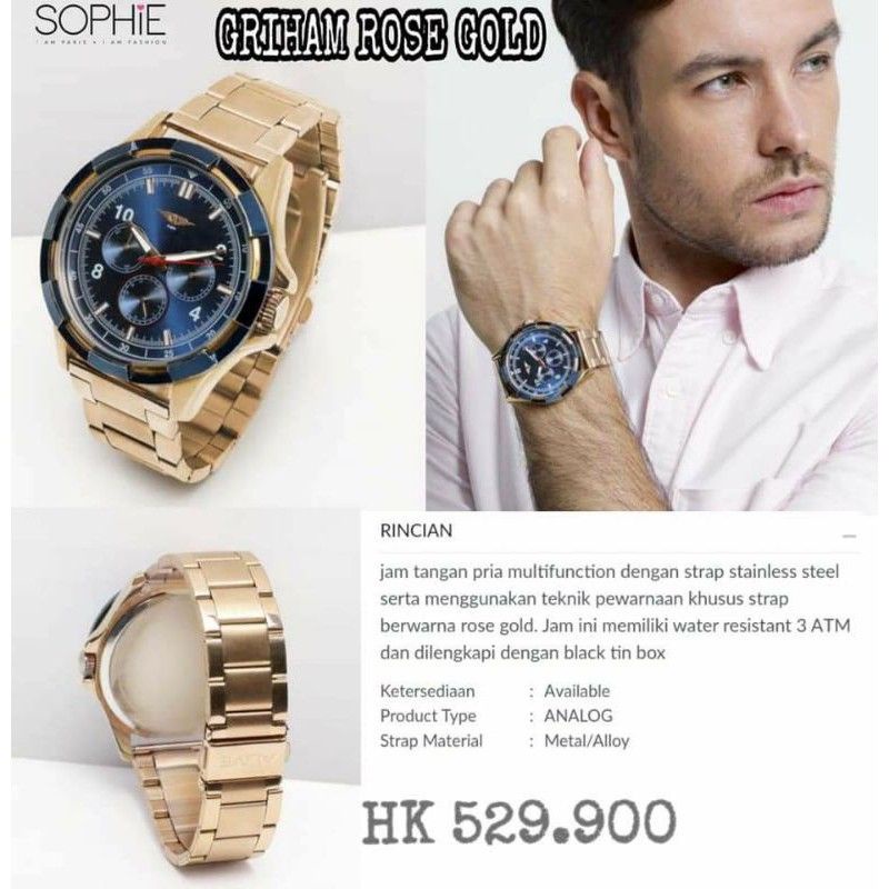 JAM GRIHAM ROSE GOLD ALIVE BY SOPHIEPARIS PROMO/JAM COWOK SOPHIE PROMO