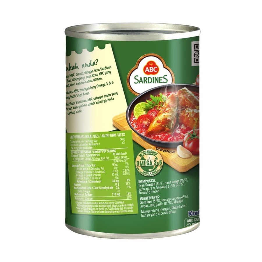 SARDEN SAUS TOMAT ABC SARDINES IN TOMATO SAUCE 155GR