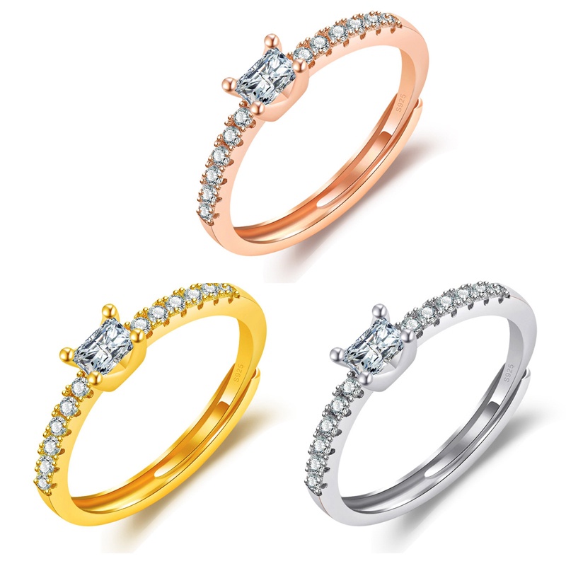 Cincin 925 Sterling Silver Bentuk Bulat Aksen Zircon Gaya Klasik Untuk Wanita