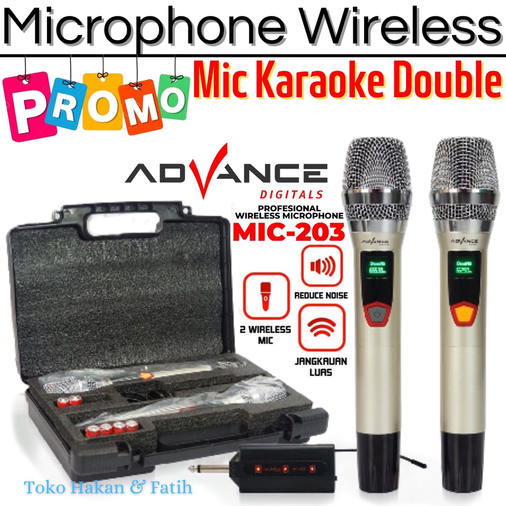 Advance MIC-203 Profesional 2 Mic Wireless Microphone Karoke Mic Duet - Mic Double Karaoke ADVANCE 2