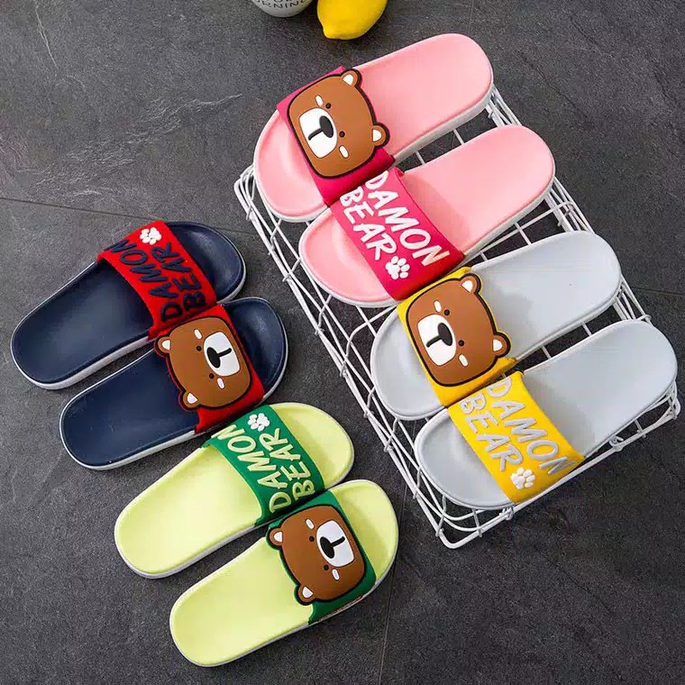 SANDAL DAMON BEAR Sandal selop karet lucu anak Laki Laki Cowok Import Kualitas Bagus