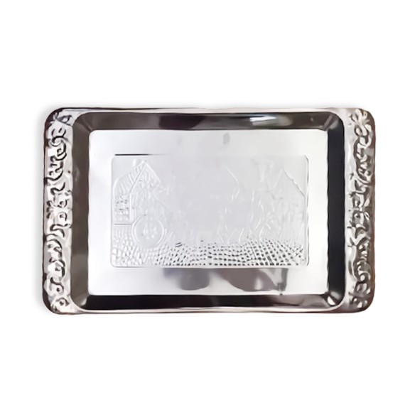 NAMPAN BAKI STAINLESS PERSEGI CEPER UKURAN 27x17CM