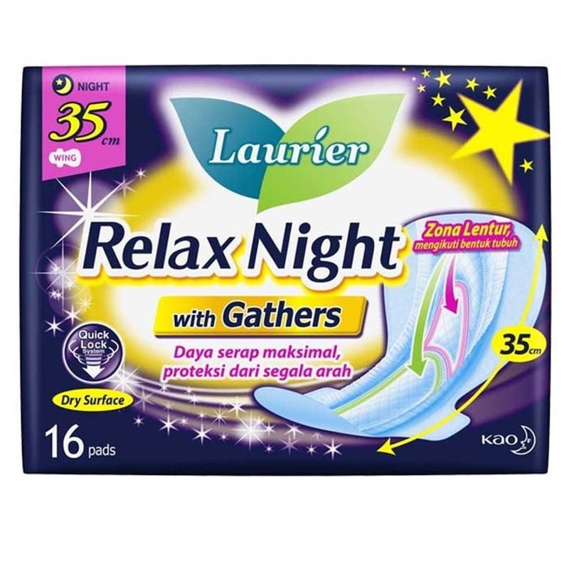 Laurier Pembalut Relax Night with Gathers 35cm