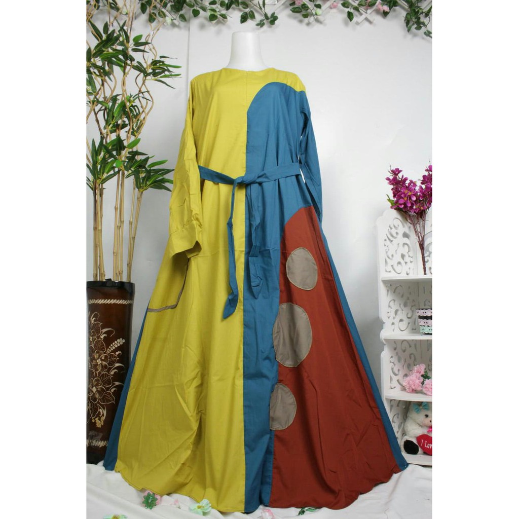 Gamis Ninos toyobo Nino ASSYAFA cyrcle 3 baju muslim polkadot wanita terbaru tuyobo fodu XL