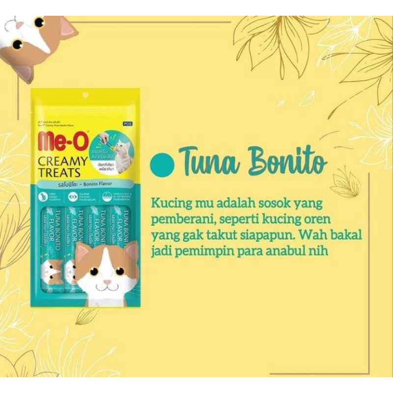 MEO CREAMY TREATS 15gr ISI 4 SNACK KUCING BONITO