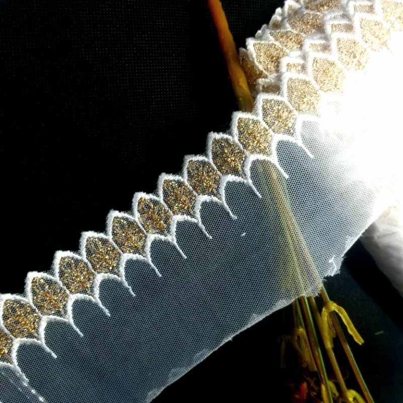 per meter,renda tile warna emas lebar 8cm