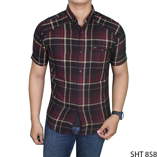 Kemeja Flannel Pria Lengan Pendek Murah Terbaru (COMB)