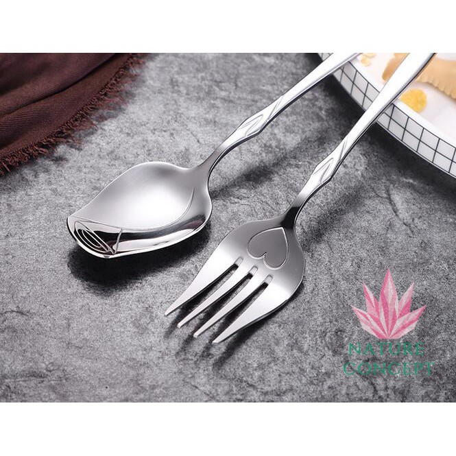 Sendok Garpu Unik Mawar SET Stainless Steel Fork Spoon Rose