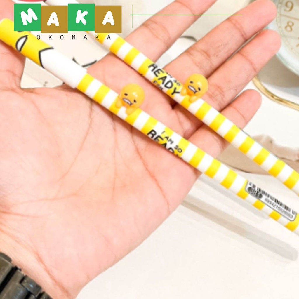 

pulpen karakter gudetama pen tinta hitam bolpoint gel pena gudetama perlengkapan sekolah alat tulis unik import murah