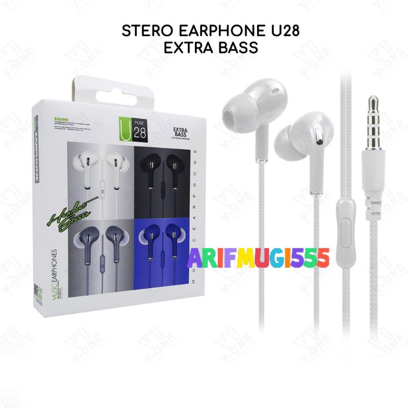 Handset Handsfree Headset Earphone Macaron U28 Xstra Bass