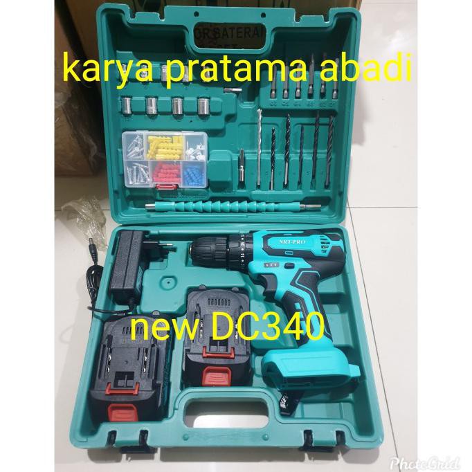 MESIN BOR BATRE BATERAI CORDLESS NRT PRO DC 340 + SET NRT DC340 SET - NEW 340