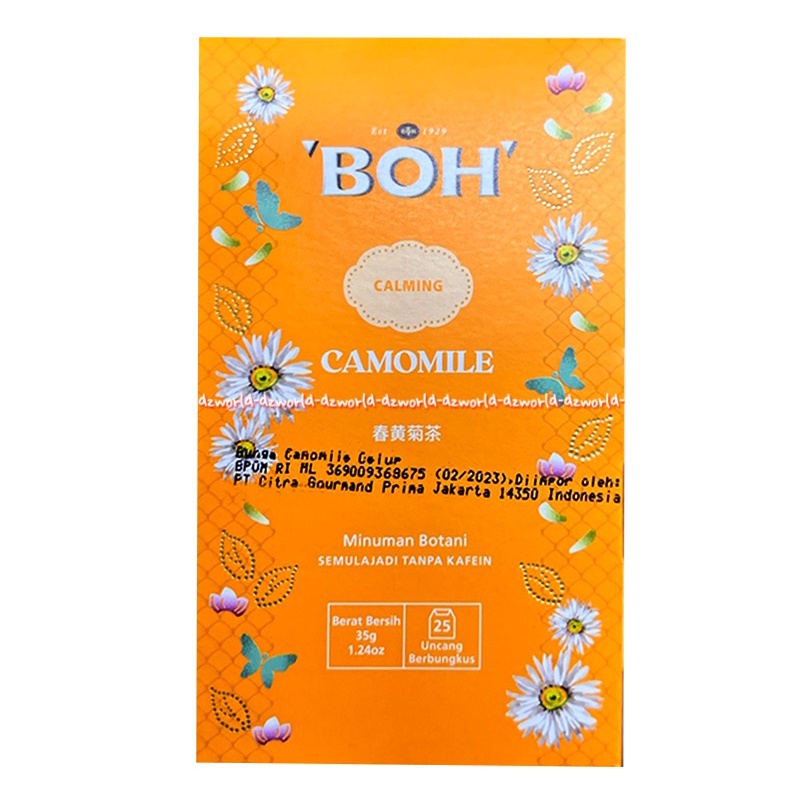 Boh Calming Camomile 25bag Botanical Beverage Naturally Caffeine Free Tea Teh Bunga Camomil B.O.H Kamomile