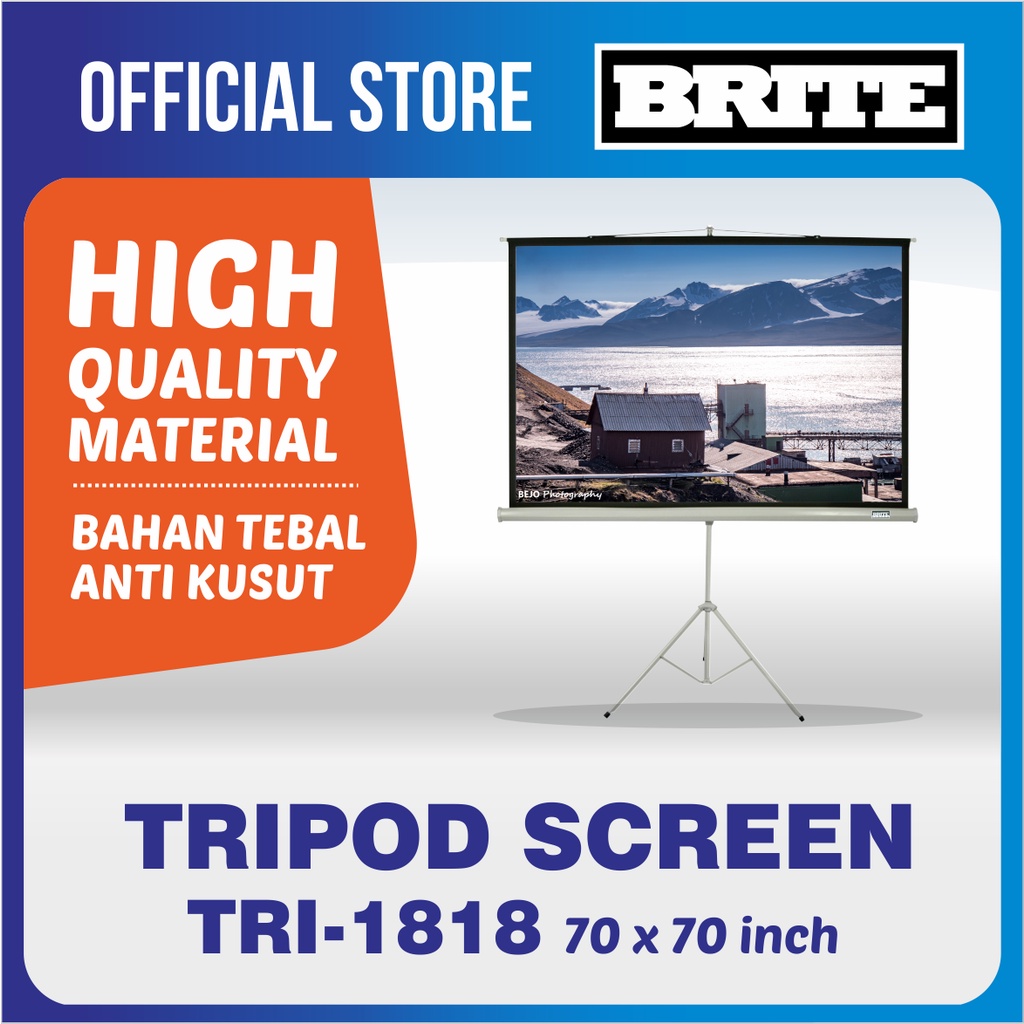 BRITE SCREEN TRI-1818 TRIPOD SCREEN || Layar Proyektor Tripod 70"
