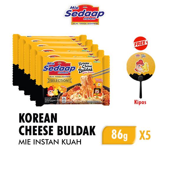 

Sedaap Mie Instan Goreng Korean Cheese Buldak 86gr x 5 Free Kipas