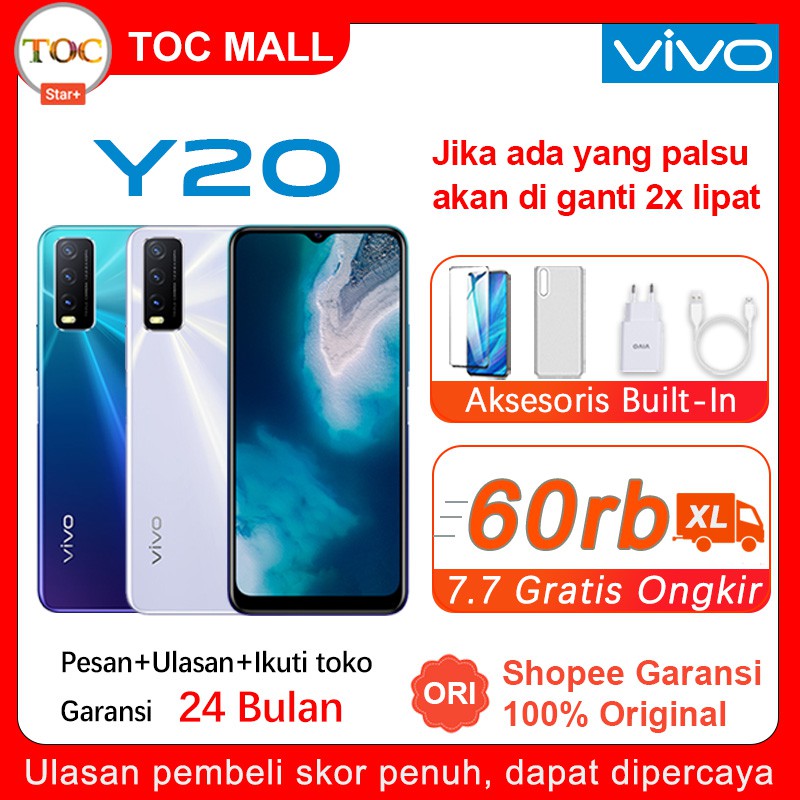 Vivo Y20 RAM 4GB ROM 64GB Garansi Resmi Original Handphone HP vivo y20