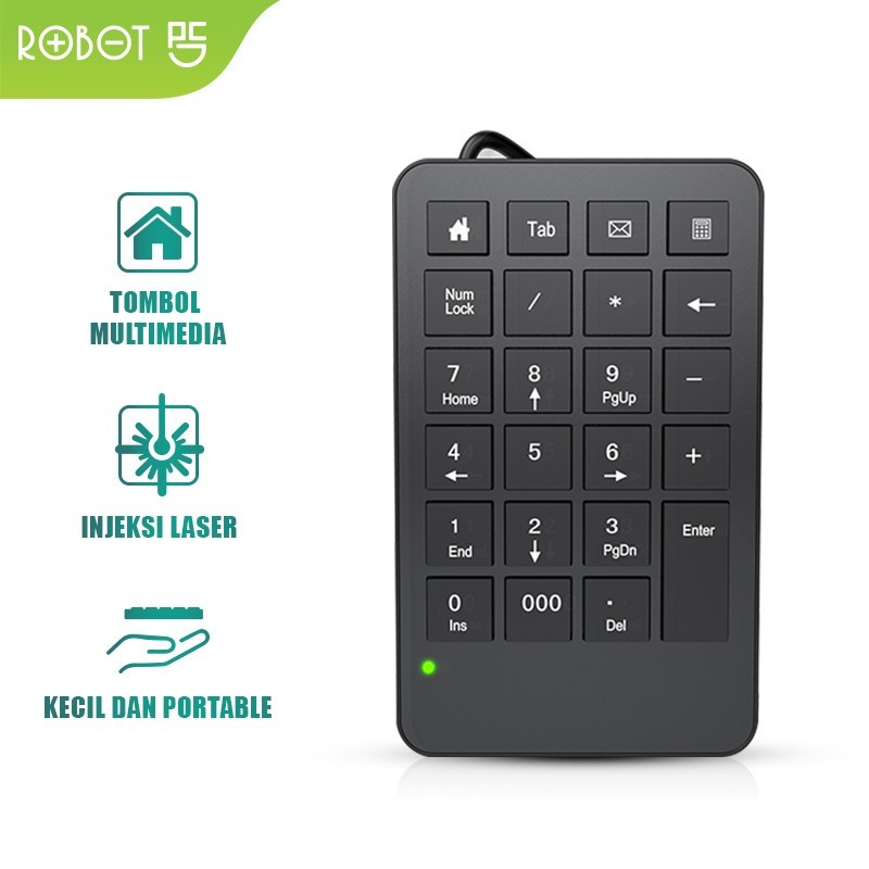 Robot RK01 Wired Numeric Keypad Black Tombol Multimedia Original