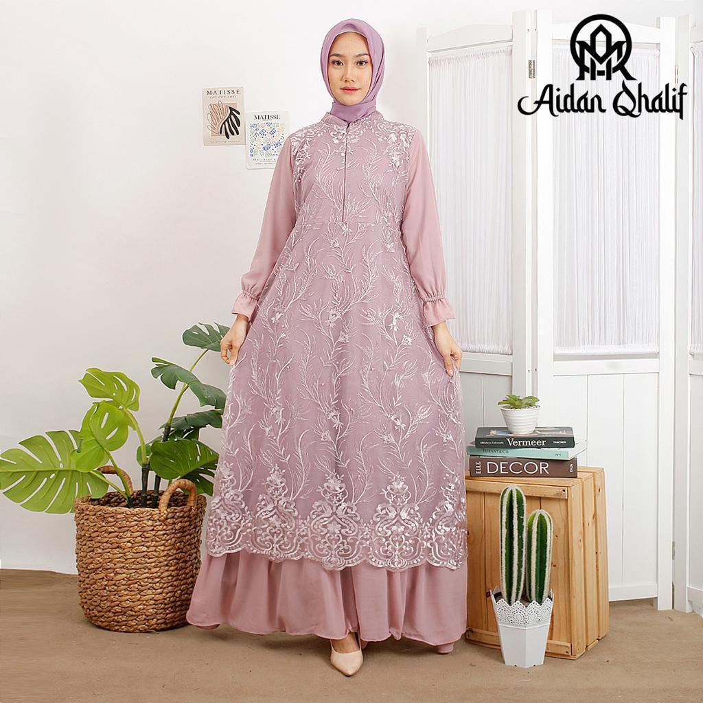 Dress Gamis Kebaya Cantik Modern Mix Ceruty Babydoll Gamis pesta Gaun Pesta Kondatangan Wanita Mewah By Laquse_kebaya2