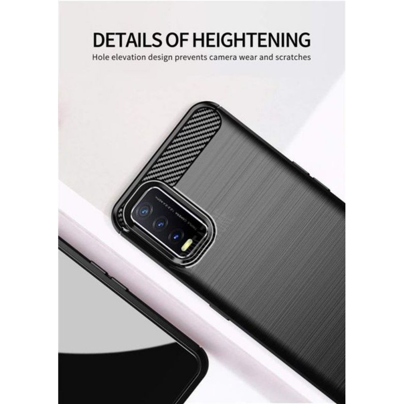 Case Carbon Fiber Ipaky VIVO Y12S / VIVO Y20S Model IPAKY Softcase Anti Shock