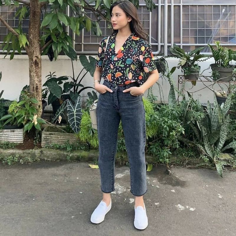 Boyfriend Jeans Unfinished / Celana Jeans Wanita Kekinian / Celana Unfinished