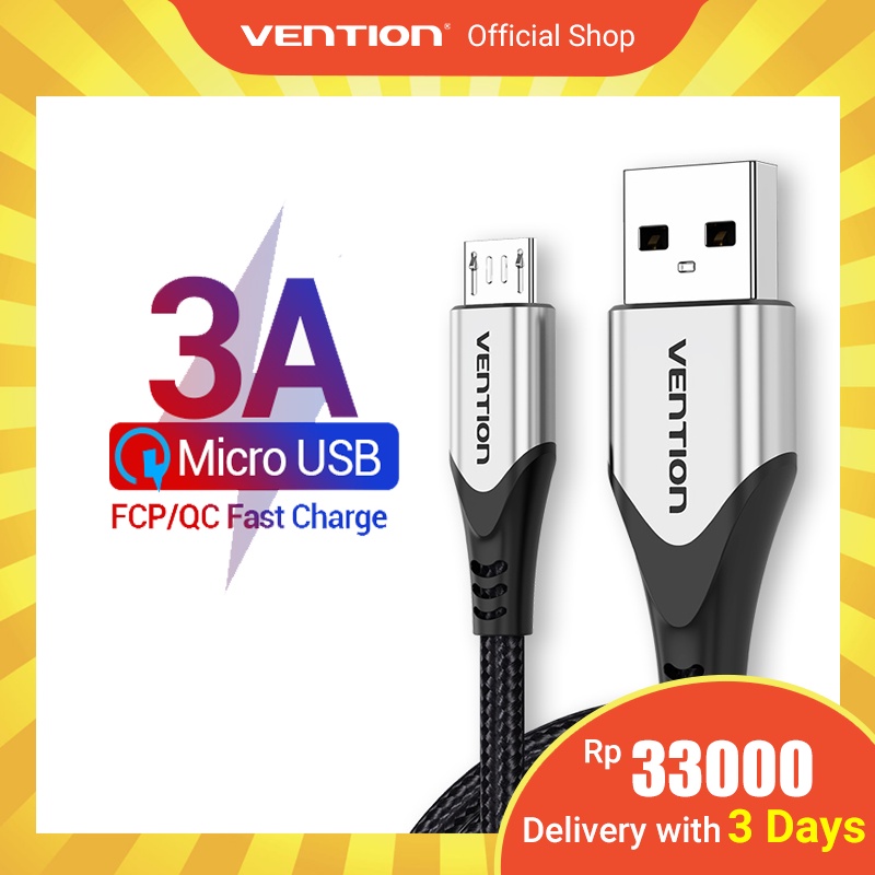 Vention Micro USB Cable 3A Fast Kabel Data Charging &amp; Data Sync Cable Nylon Braided Wire for Micro USB Mobile Phone Cables