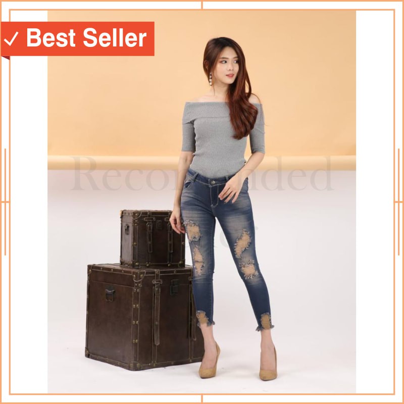 JEANS MODERN STYLE 2021 MURAH HITZ HITS BARU / CELANA JEANS WANITA 7/9 SOBEK LAPIS 7979 MT28
