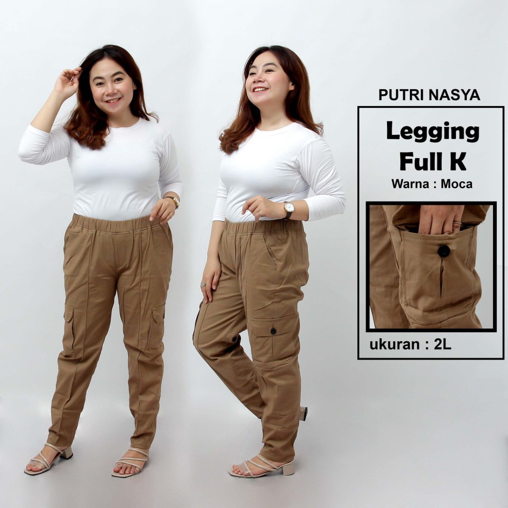 Putri Nasya - Celana Big Size Panjang Ukuran 8L,6L,5L,4L,2L,XL, All Size Warna Cream Moca Capucino Abu Tua Muda Hitam