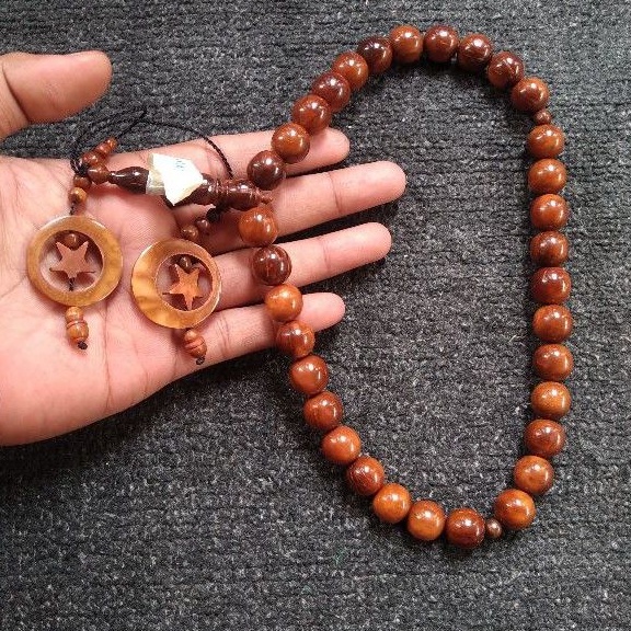 tasbih kokka bulat ± 14 mm ( 14mm )  33 butir bulan bintang doble