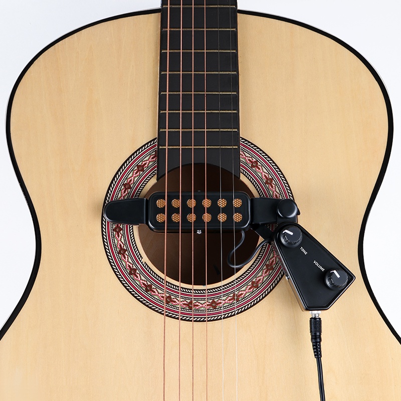 P-011 Pickup Transducer Magnetik 12 Lubang Dengan Kabel Audio Kontrol Volume Untuk Gitar Akustik