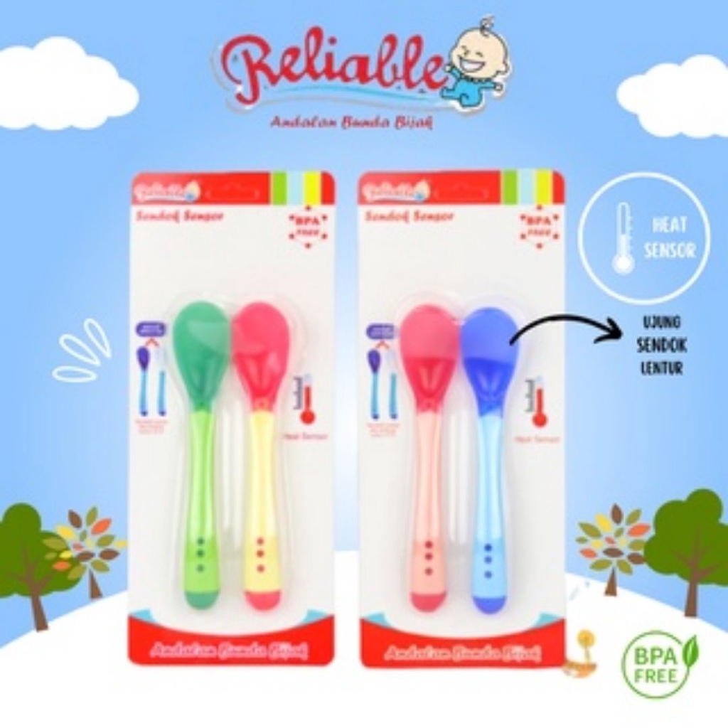 sendok sensor suhu mpasi bayi silikon silicone isi 2 | BPAFREE | RELIABLE | set sendok garpu makan bayi antisedak gagang pendek