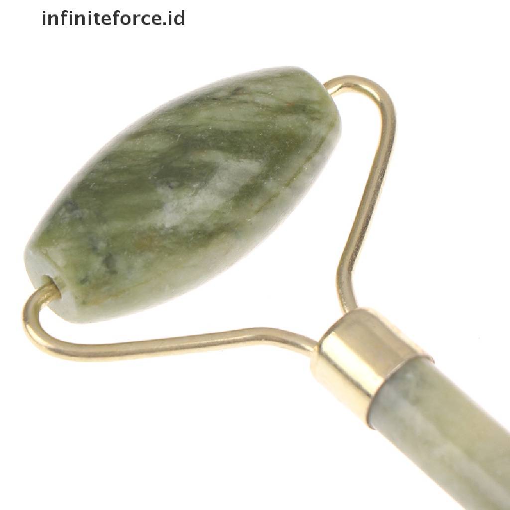 (Infiniteforce.Id) Alat Pijat Gua Sha Roller Batu Giok Alami Untuk Wajah