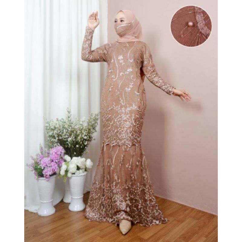 ( REALPICT) Kebaya / Gamis Duyung / Kebaya Gamis Modern / Kebaya Original Novie / Gamis Pesta Mewah