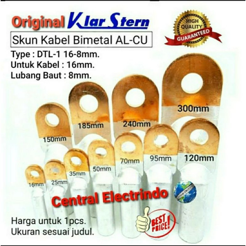 Skun Kabel Bimetal AL-CU DTL-1 16mm-M8 KlarStern High Quality.