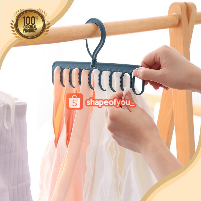 Hanger Jemuran Baju Pakaian Gantung Gantungan Baju Celana Hijab 9 Lubang Hanger Pakaian 9 Lubang Kaos Kaki Gantungan Baju Import Magic Holder Serbaguna Multifungsi Plastik Tahan Karat Kokoh Hemat Tempat Praktis Murah Bisa COD