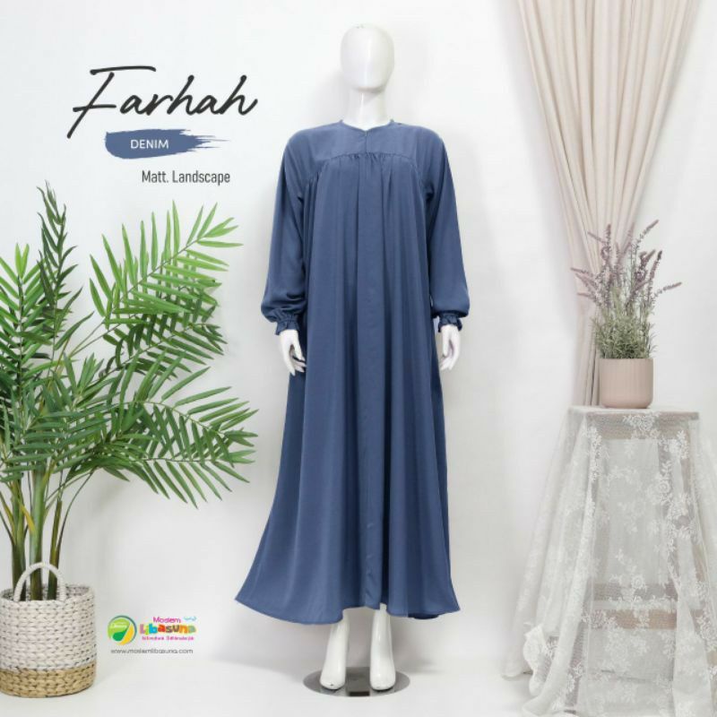 [HK] Gamis Polos Syari warna Denim MURAH size M by Moslem Libasuna
