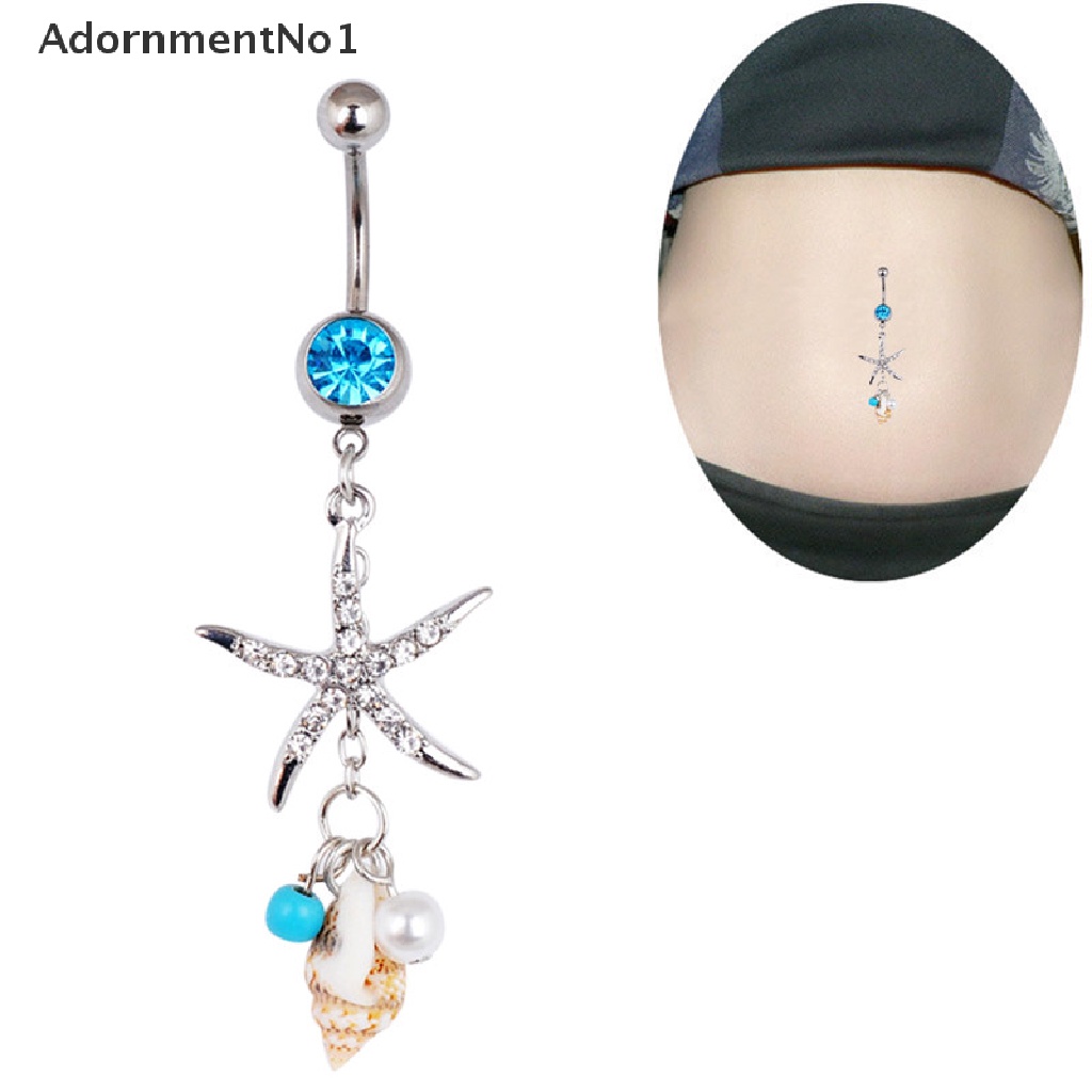 (AdornmentNo1) Anting Tindik Perut / Pusar Bahan Surgical Steel Desain Bintang Laut / Keong Hias Kristal Untuk Wanita