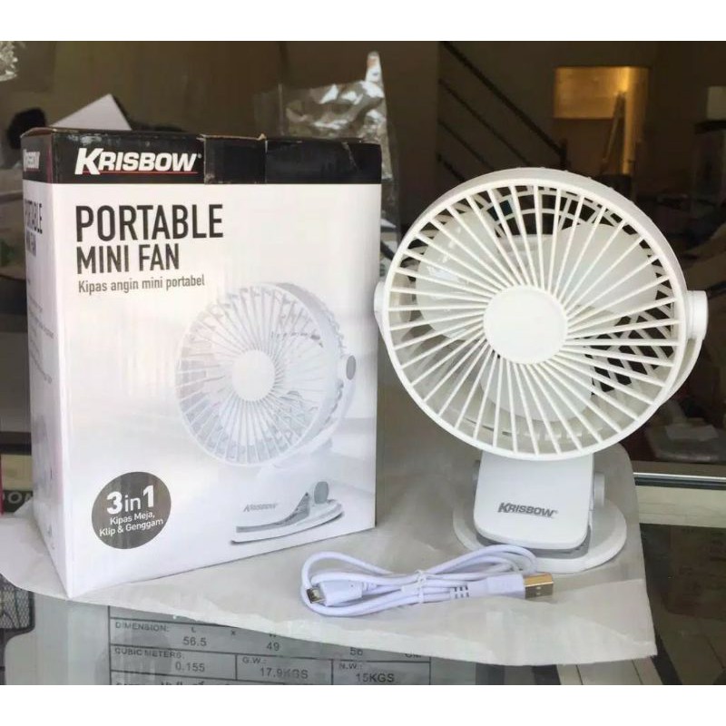 KRISBOW KIPAS DARURAT EMERGENCY FAN MEJA JEPIT PORTABLE CLIP 3IN1 /ACE EMERGENY FAN JEPIT MEJA 5INC