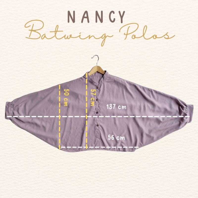 NANCY BATWING POLOS // BLOUSE KEMEJA OUTER WOLFIS BATWING KANCING