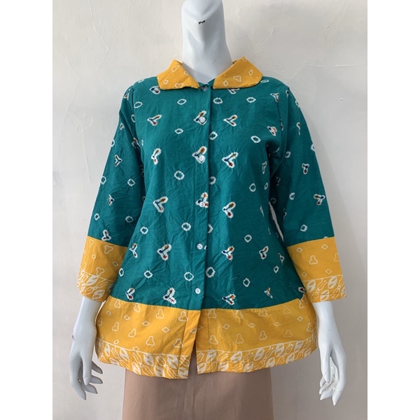 ATASAN BATIK Garutan kombinasi jumputan handmade BLUS BLOUSE BATIK KERJA KULIAH PRINTING BAHAN KATUN