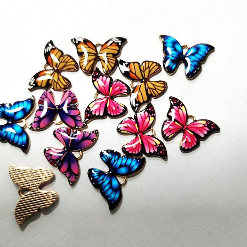 R-flower 10pcs/lot Colorful Butterfly Charms Handmade Gelang DIY Enamel Metal