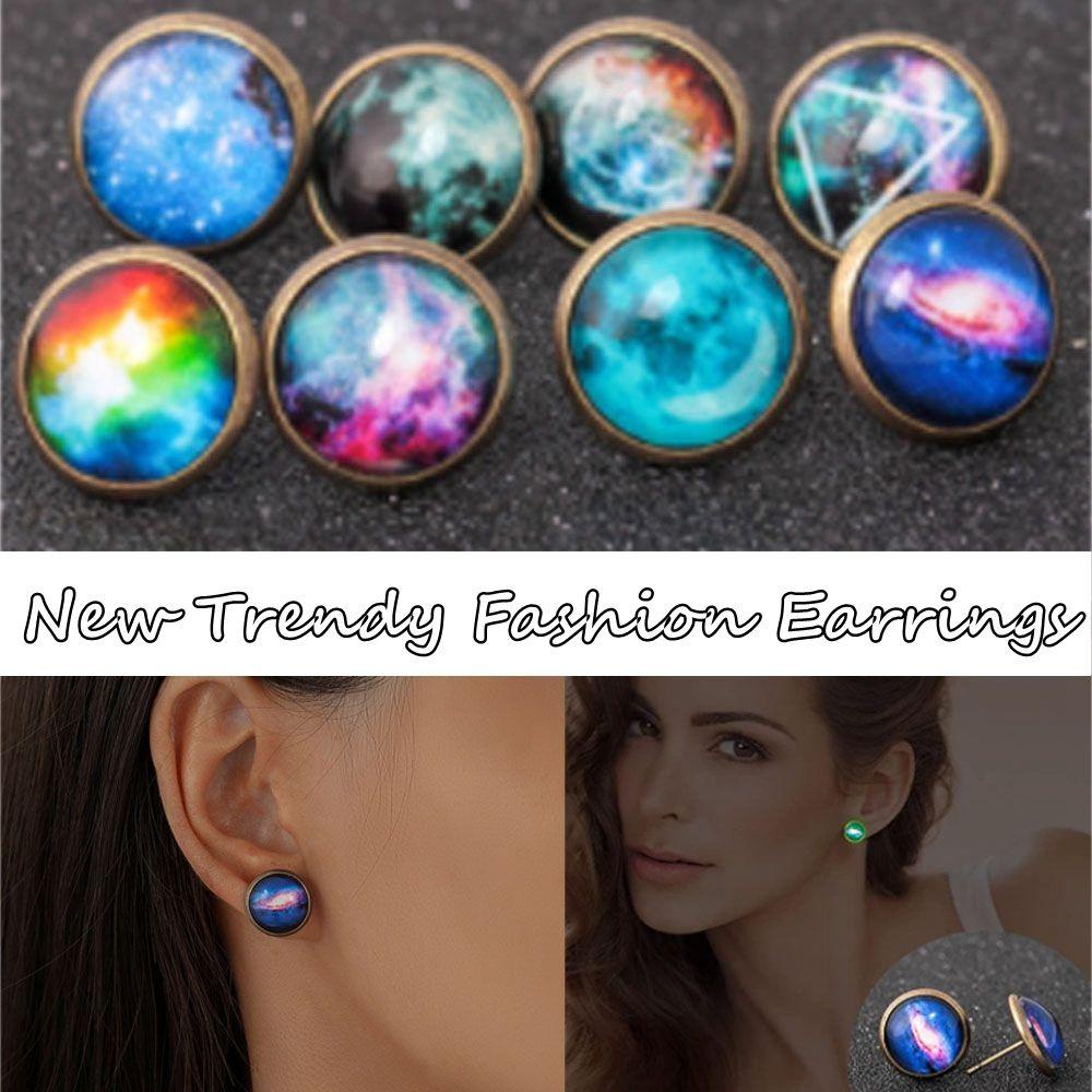 Anting Nanas Hemisphere Pesta Bentuk Bulat Hadiah Untuk Wanita Pria Ear Stud Eclipse Star