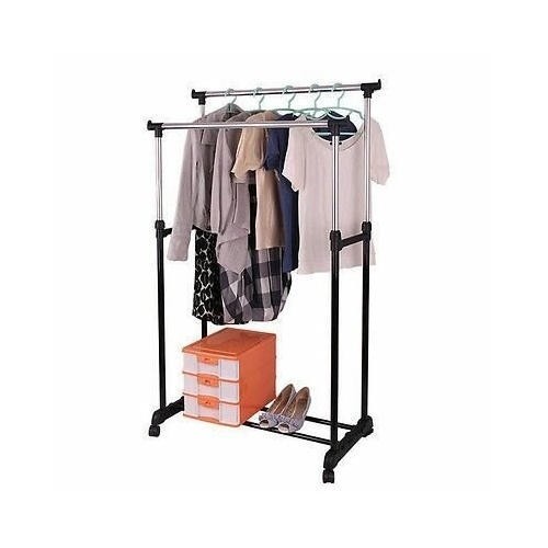 Stand Hanger Double Pole Gantungan Jemuran Baju Dobel Pole Rak Baju Serbaguna